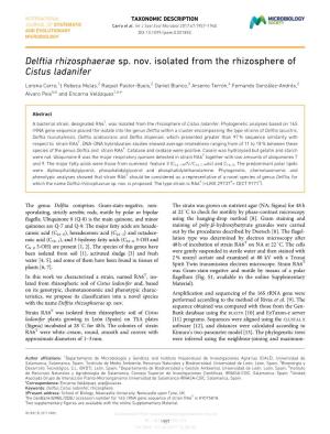 Delftia Rhizosphaerae Sp. Nov. Isolated from the Rhizosphere of Cistus Ladanifer