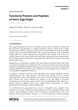 Functional Proteins and Peptides of Hen's Egg Origin
