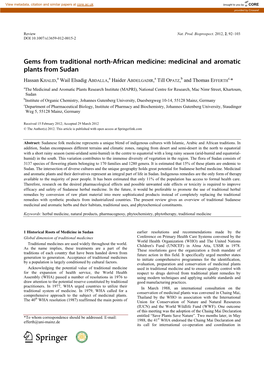 Medicinal and Aromatic Plants from Sudan