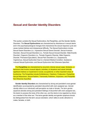 DSM Sexual and Gender Identity Disorders