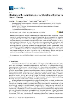 Review on the Application of Artificial Intelligence in Smart Homes
