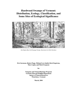 Hardwood Swamps of Vermont: Distribution, Ecology, Classification, and Some Sites of Ecological Significance