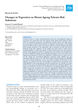 Changes in Vegetation on Mount Agung Volcano Bali Indonesia