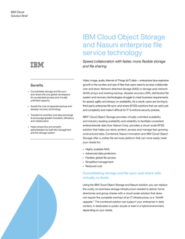 IBM Cloud Object Storage and Nasuni Enterprise File Service Technology Speed Collaboration with Faster, More Flexible Storage and File Sharing
