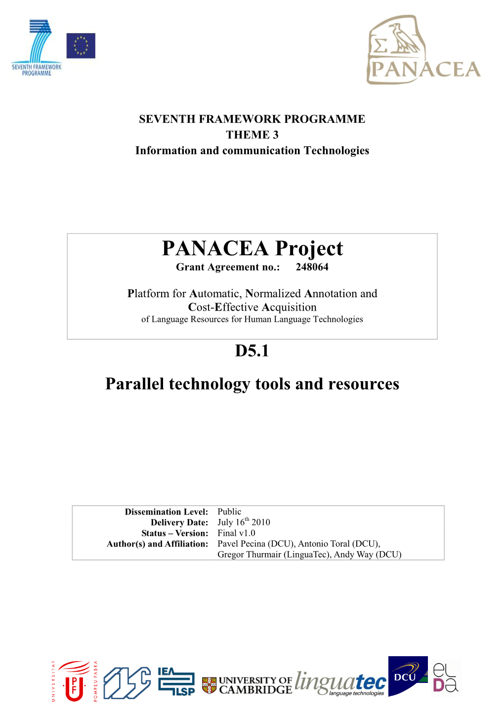 PANACEA Project Grant Agreement No.: 248064