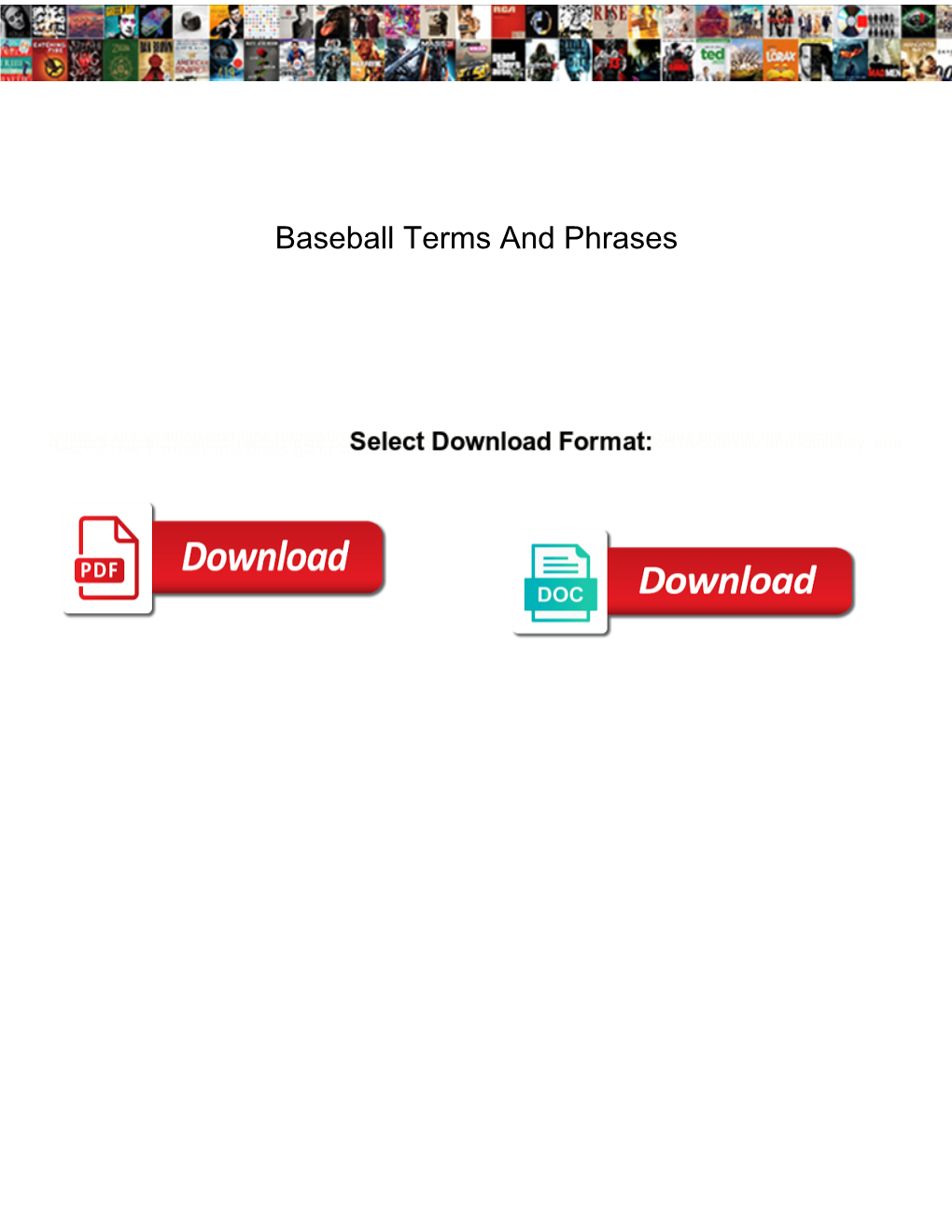 Baseball Terms and Phrases