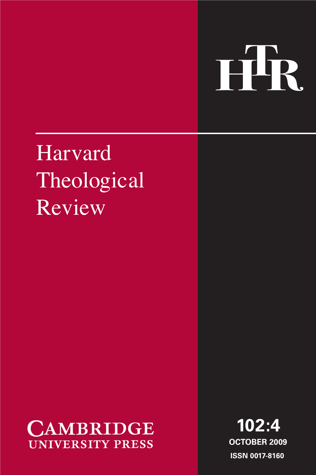 HTR Volume 102 Issue 4 Cover and Front Matter