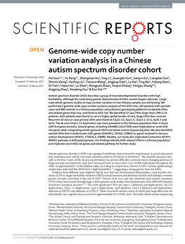 Genome-Wide Copy Number Variation Analysis in a Chinese Autism