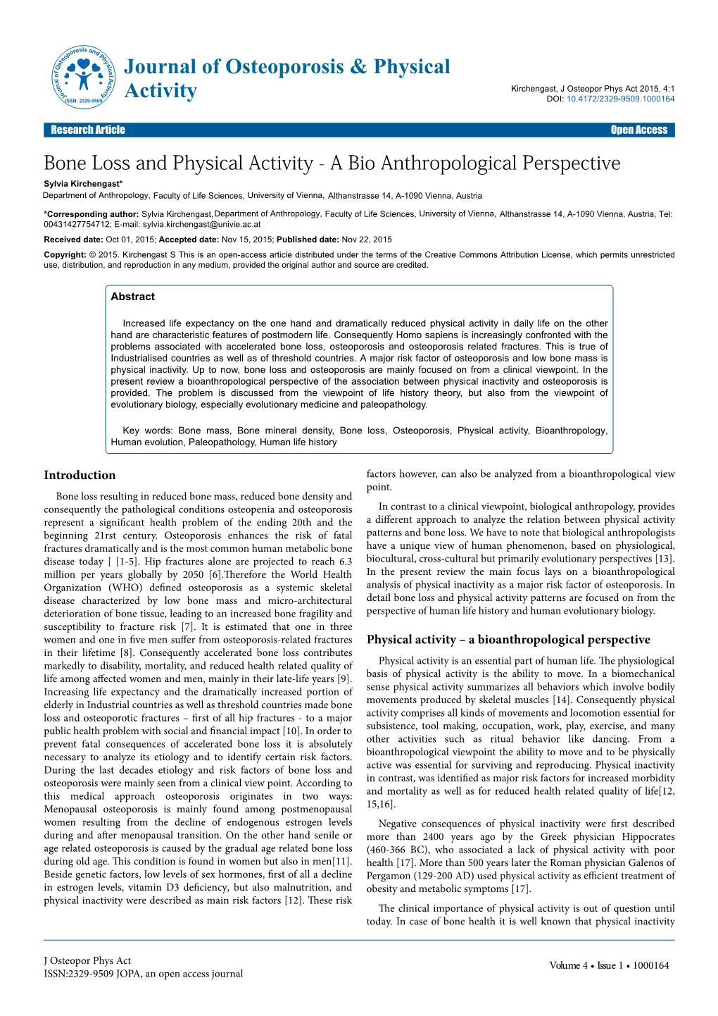 Bone Loss and Physical Activity