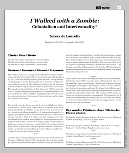 I Walked with a Zombie: Colonialism and Intertextuality*