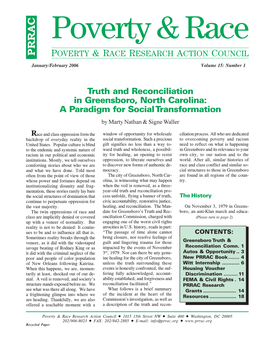 Truth and Reconciliation in Greensboro, North Carolina: a Paradigm for Social Transformation by Marty Nathan & Signe Waller