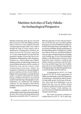 Maritime Activities of Early Odisha : an Archaeological Perspective