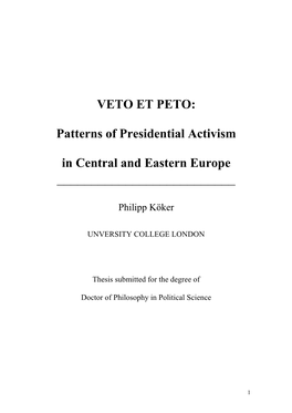 Patterns of Presidential Activism in Central and Eastern Europe