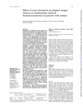 Effect of Acute Alterations in Inspired Oxygen Tension on Methacholine