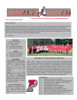 A Chronicle of the Excellence at Parsippany High School Vol. 6, Issue 4 (June 2016)