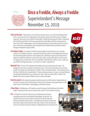 Superintendent's Message November 15, 2019