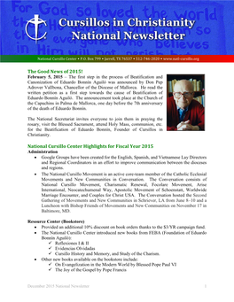 Cursillos in Christianity National Newsletter
