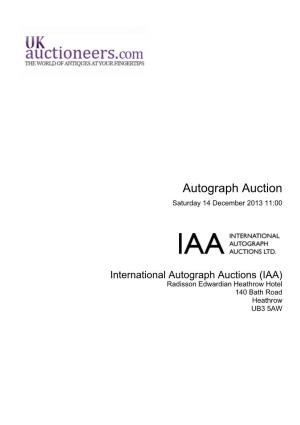 Autograph Auction Saturday 14 December 2013 11:00