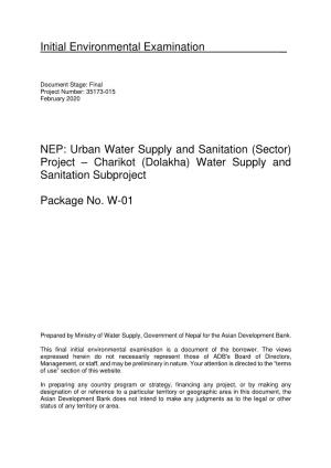 Urban Water Supply and Sanitation (Sector) Project – Charikot (Dolakha) Water Supply and Sanitation Subproject
