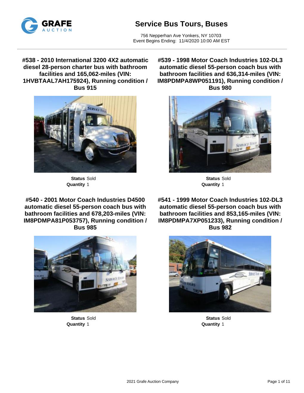 Catalog for Event "Service Bus Tours, Buses" (11/04