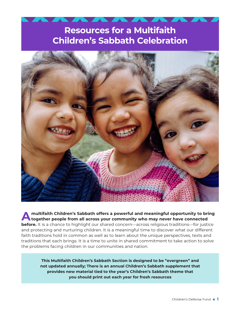 Multi-Faith Resources for the Children's Sabbath