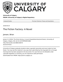The Fiction Factory: a Novel