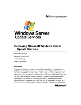Deploying Microsoft Windows Server Update Services