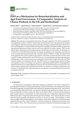 PDO As a Mechanism for Reterritorialisation and Agri-Food Governance: a Comparative Analysis of Cheese Products in the UK and Switzerland
