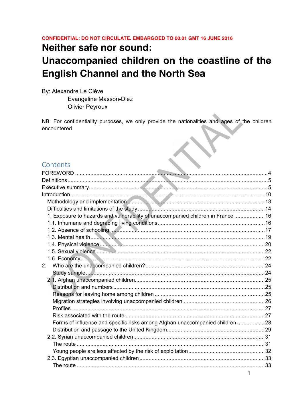 Unaccompanied Children on the Coastline of the English Channel and the North Sea