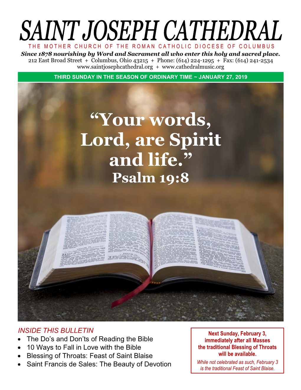 “Your Words, Lord, Are Spirit and Life.” Psalm 19:8