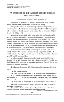 An Extension of the Jacobson Density Theorem