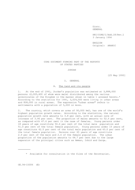 Distr. GENERAL HRI/CORE/1/Add.18/Rev.1 3 January 1994 ENGLISH Original: ARABIC CORE DOCUMENT FORMING PART of the REPORTS of STAT