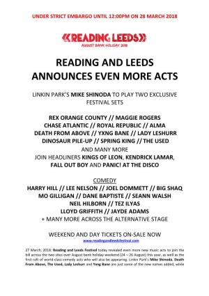Reading and Leeds Announces Even More Acts