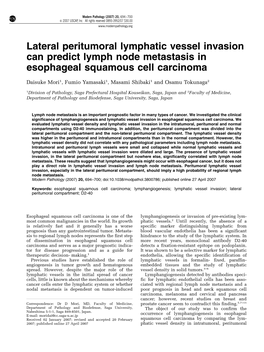 Lateral Peritumoral Lymphatic Vessel Invasion Can Predict Lymph Node Metastasis in Esophageal Squamous Cell Carcinoma