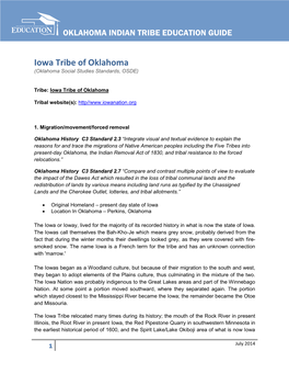 Iowa Tribe of Oklahoma (Oklahoma Social Studies Standards, OSDE)