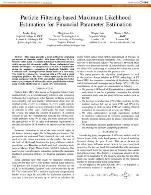 Particle Filtering-Based Maximum Likelihood Estimation for Financial Parameter Estimation