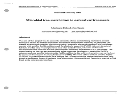 Microbial Iron Metabolism in Natural Environments Marianne Erbs & Jim Spain