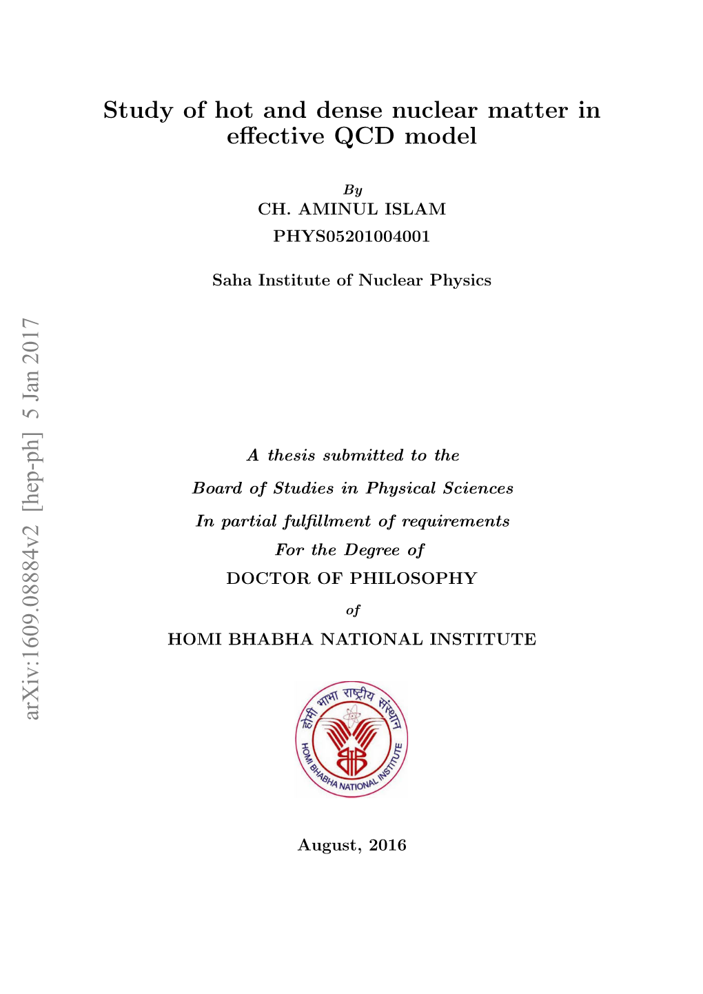 Study of Hot and Dense Nuclear Matter in Effective QCD Model