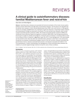 A Clinical Guide to Autoinflammatory Diseases: Familial Mediterranean Fever and Next-Of-Kin Seza Ozen and Yelda Bilginer