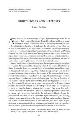 RIGHTS, ROLES, and INTERESTS Robert Mullins