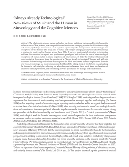 “Always Already Technological”: New Views of Music and the Human In