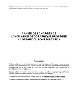 Cahier Des Charges De L'igp