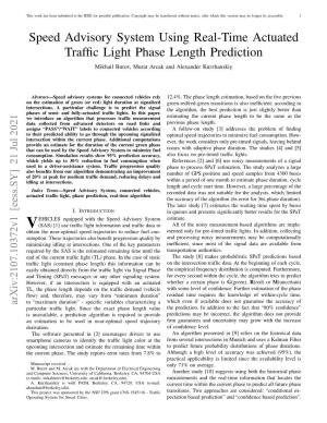 Speed Advisory System Using Real-Time Actuated Traffic Light