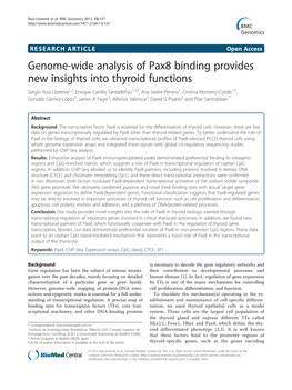 Genome-Wide Analysis of Pax8 Binding Provides New Insights Into Thyroid Functions