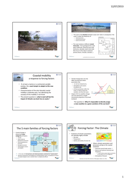 The Driving Factors of Coastal Evolution Definitions and Context