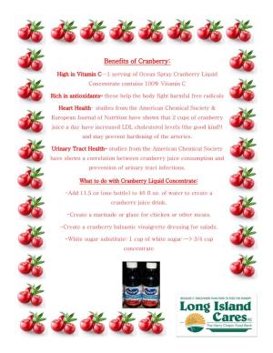 Benefits of Cranberry