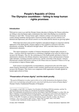 The Olympics Countdown – Failing to Keep Human Rights Promises