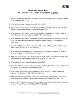 Listening Response Sheet Ed Littlefield Talks “Sinatra at the Sands” [LISTEN]