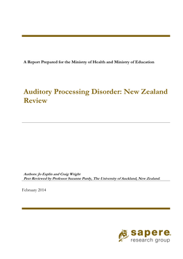 Auditory Processing Disorder: New Zealand Review