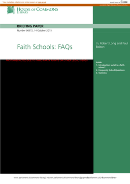 Faith Schools: Faqs